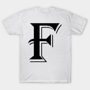 Black Letter F in vintage style T-Shirt